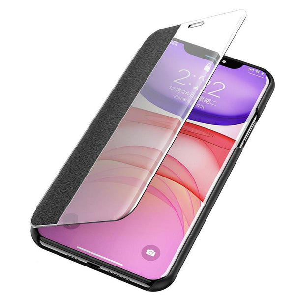 Bakeey Flip Bumper Window View with Foldable Stand PU Leather Protective Case for iPhone 11 6.1 inch