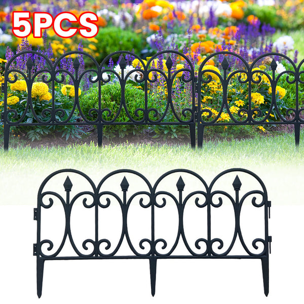 5X Garden Plastic Fence Outdoor Yard Edging Protective Fencing Patio Decor Black