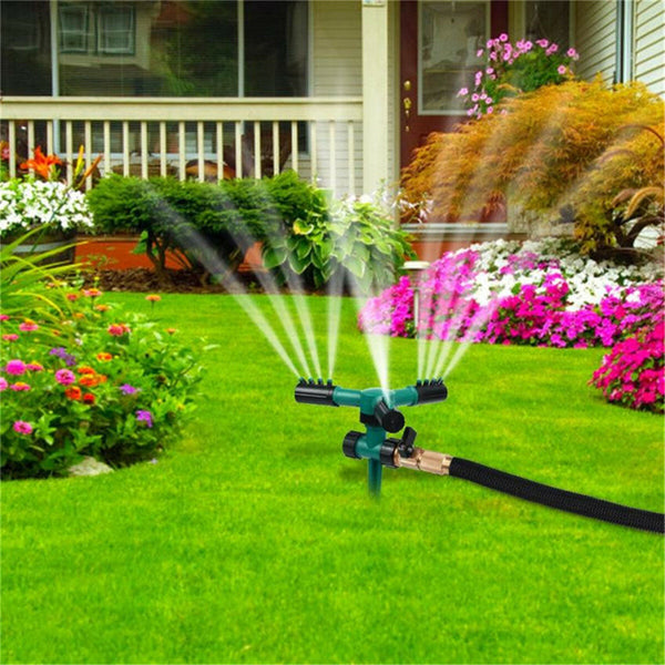 3 Arm Water Sprinkler 360 Rotating Adjustable Lawn Garden Watering