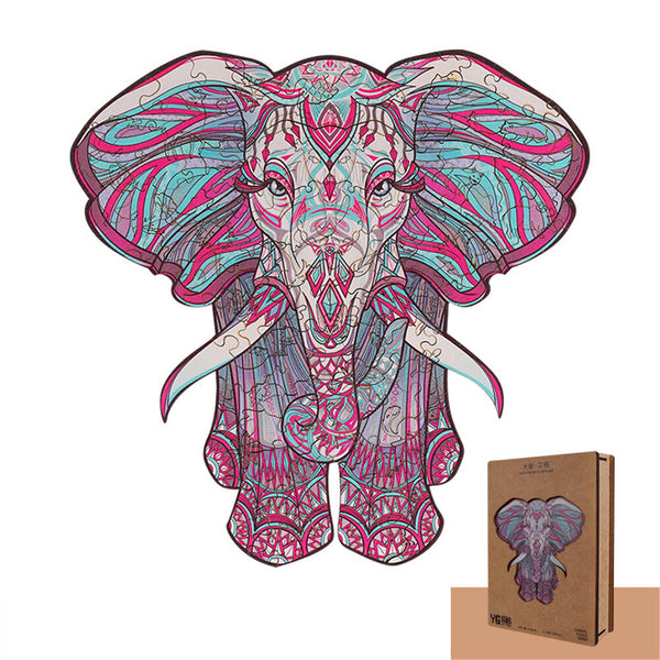 Wooden Elephant Jigsaw Puzzle DIY Unique Shape Pieces Animal Gift Mysterious Early Education Toys for Childrens Adults Kids