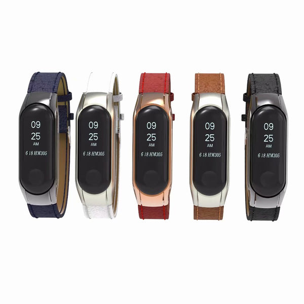 Bakeey Leather Strap with Metal Frame Replacement Wristband for Xiaomi Mi Band 3 Smart Bracelet  Non-original