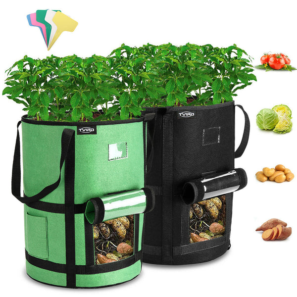 2PCS 10 Gallon Potato Grow Bags - Heavy Duty Non-Woven Fabric Plant Pot Containers - Faric Container