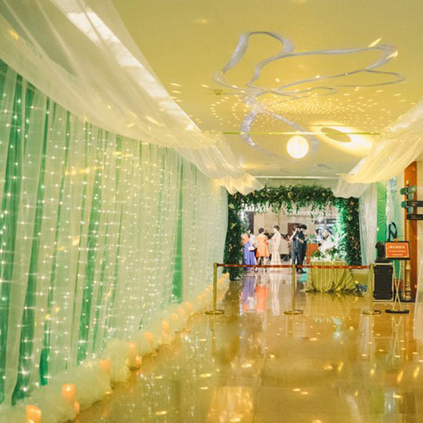 9.8x9.8FT 300LEDs Curtain Fairy Strip Wedding Party Home Decor Warm/White Light