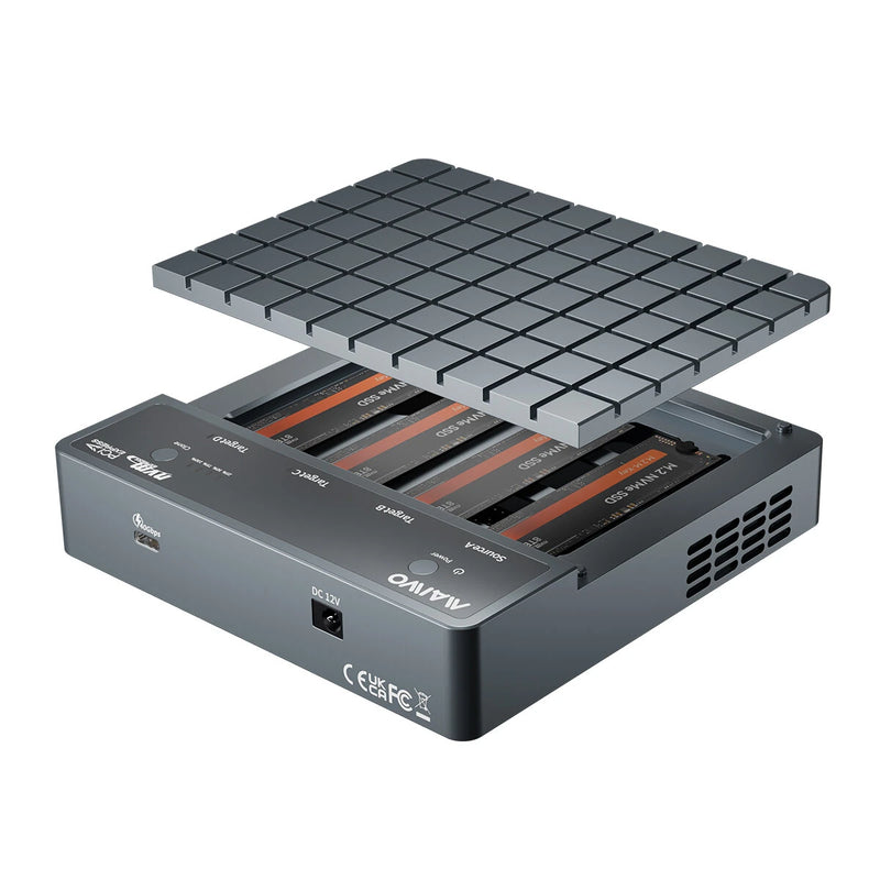 MAIWO K2024 4 Bay M.2 NVMe SSD Enclosure with USB4 Port 40Gbps High Speed SSD Case with Colling Fan Support 1-to-3 Offline Clone for 2230/2242/2260/2280 Hard Drive