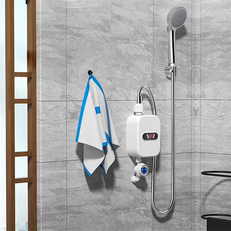 Tevorex 3000W/3500W Portable Mini Water Heater 110V/220V Instant Electric Heater IPX4 Waterproof Adjustable Temperature for Shower EU/UK/US Plug