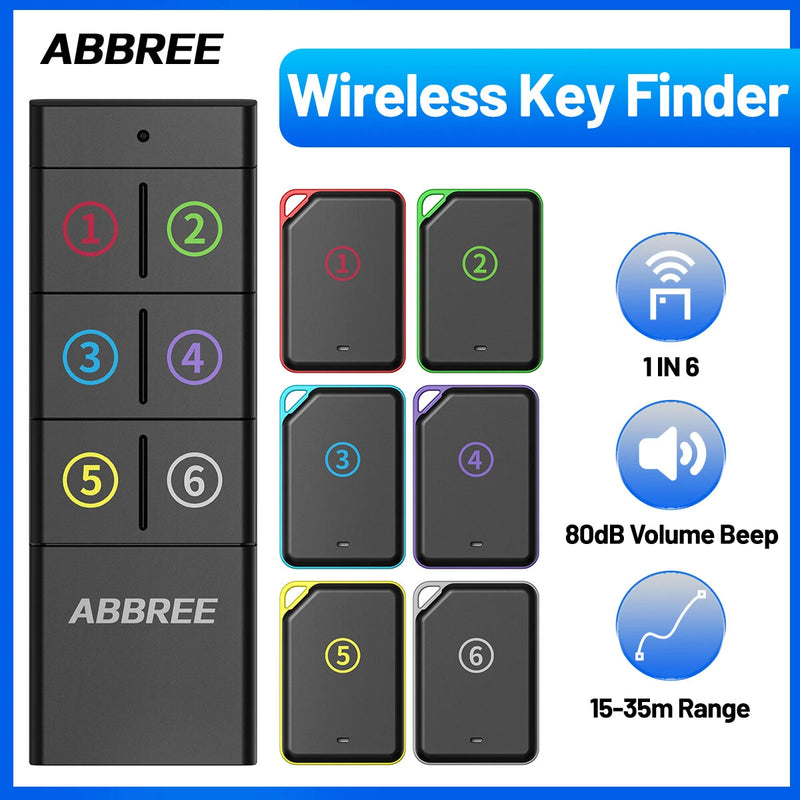 ABBREE KF-106 Wireless Key Finder 50-100 Ft Range 80 dB Sound CR2032 Battery Key Finder Pet Tracker Item Locator Anti Lost Device