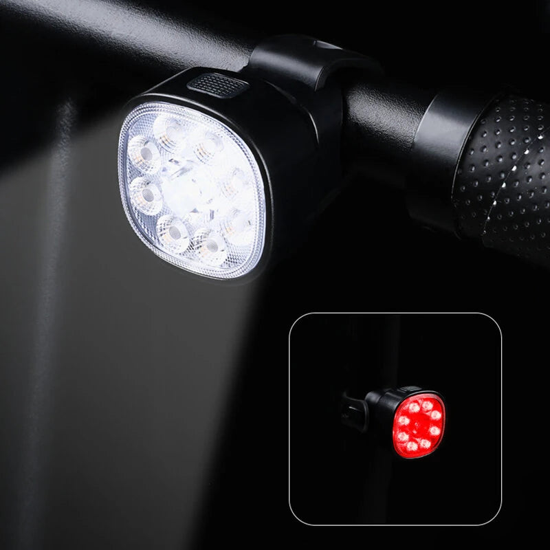 BIKIGHT Q9 Bike Light Set Bicycle Headlight 1500mAh Battery 8 Light Modes Type-C Rechargeable IP65 Waterproof Bicycle Front Light with Taillight for Outdoor Cycling