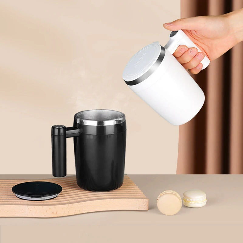 400ml USB Rechargeable Battery Auto Mixing Cup For Coffee Milk Grain Oat Magnetized Stirring ABS Stainless Steel Mug