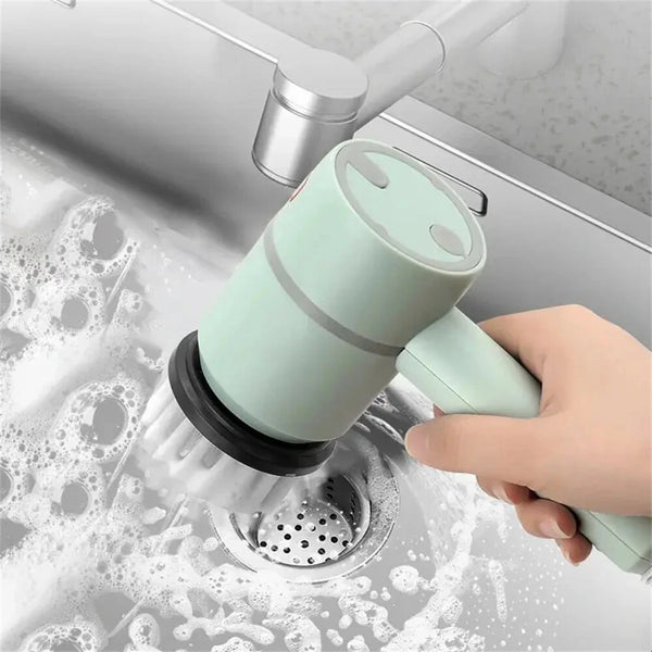 3 in 1 USB Rechargeable Electric Cleaning Brush With Multifunctional Rotary Scrubbing Compact Design For Efficient Household Cleaning Includes 3 Brush Heads 1200MA Battery Capacity