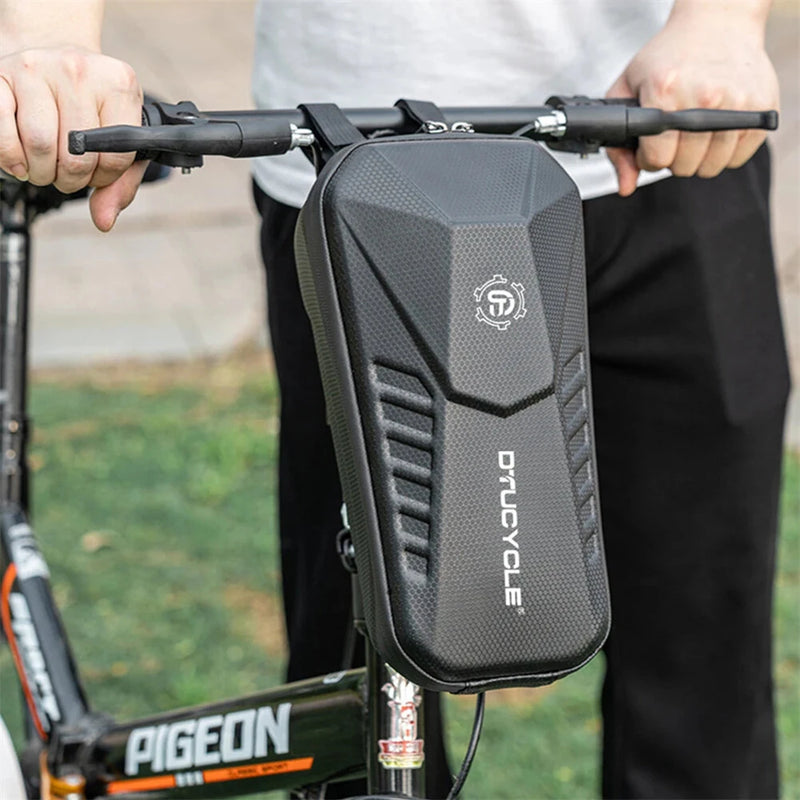 DTUCYCLE 2/3/4L Electric Bike Bag Waterproof Double Zipper Hard Shell Front Hangding Storage Bag for Electric Bicycle Scooter