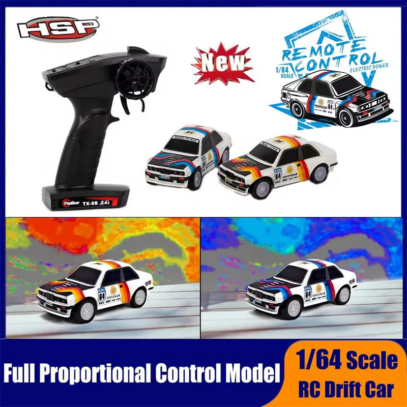 HSP YDT64E RTR 1/64 2.4G RWD Drift Sports RC Car Full Proportional LED Light Desktp Pocket Mini Racing Remote Control  Competition Vehicles Models Children's Toy Gift