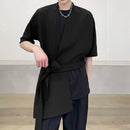 INCERUN Mens Solid Fashion Irregular Slanting Lapel Sleeveless Waistcoat