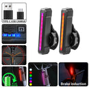 BIKIGHT 10-50LM 1PCS RGB LED Bicycle Smart Sensor Brake Taillight Type-C Charging Waterproof Warning Bike Rear Light for Night Cycling Safety