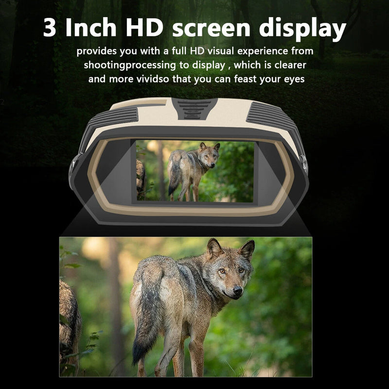 Binoculars with Camera Night Vision Scope 4X Optical Zoom 8X Digital 3" LCD Screen 2.5K Video 3W IR Waterproof IP65 for Hunting Outdoor Telescope