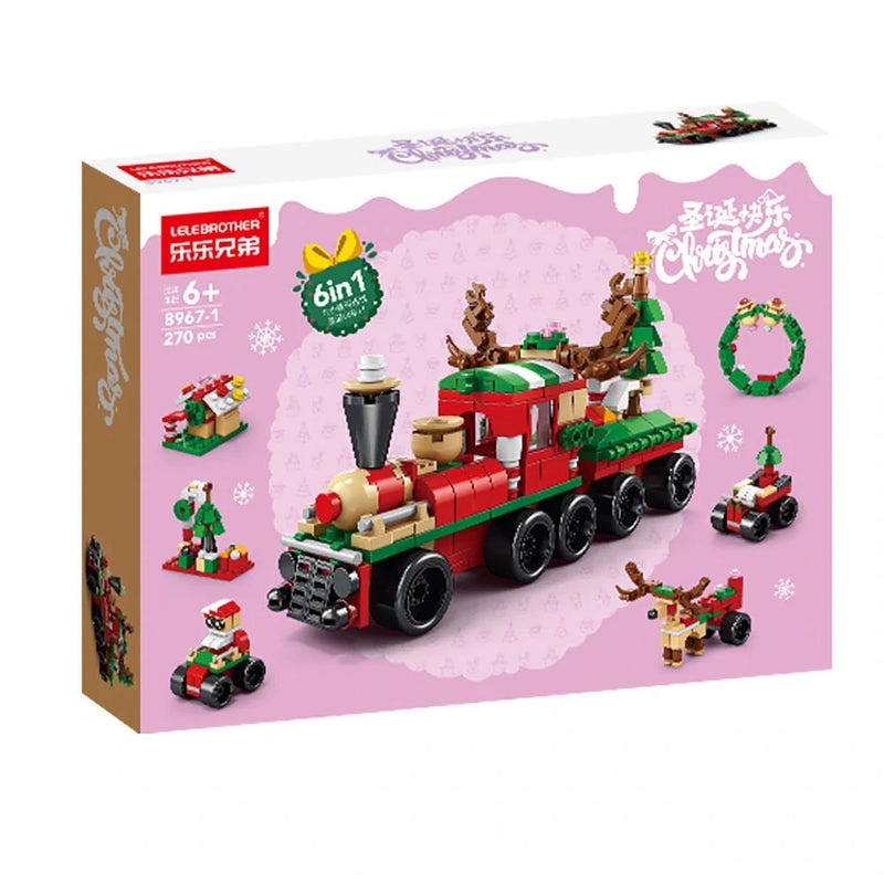 6 in 1 Christmas Train Model Building Blocks Bricks Sets Classic Dolls Kids Toys Gift