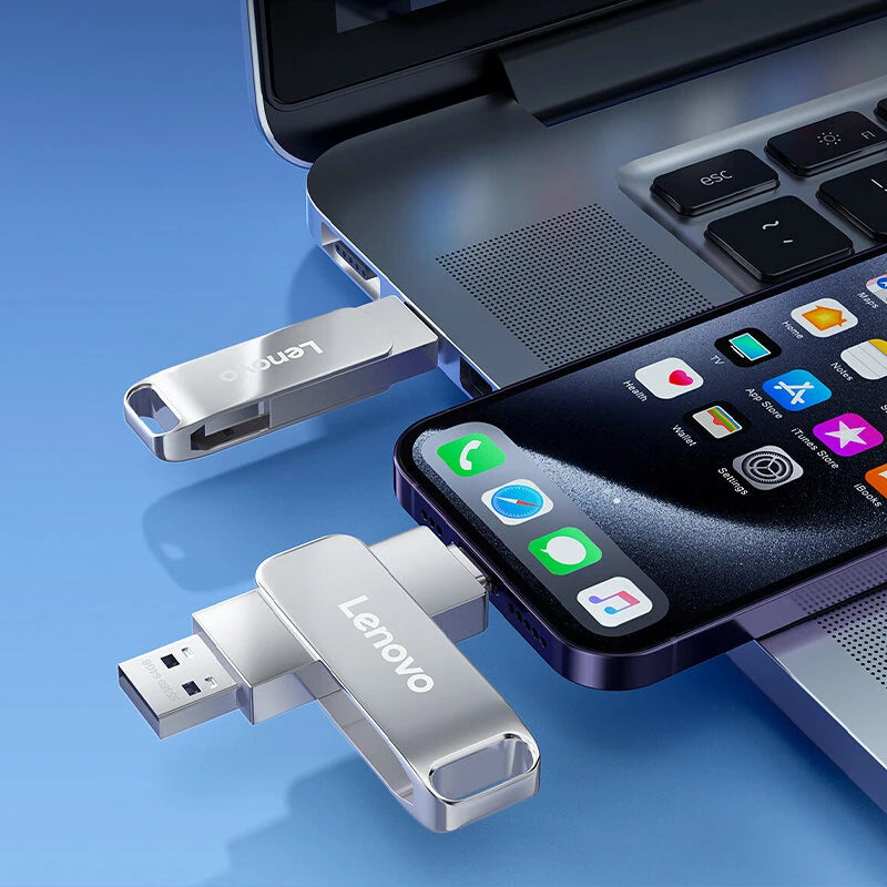 Lenovo SS380 Type-C & USB3.2 Flash Drive 512GB/256GB/128GB/64GB High Speed Pendrive Memory U Disk for Phone Laptop Computer Plug and Play