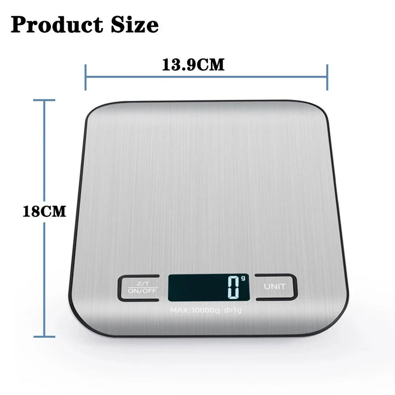 5KG/10KG Ultra-Accurate Stainless Steel LCD Kitchen Scale Digital Food Weighing Device with High Precision Tare Function and Multi Measurement Units for Diet Control Postal Use