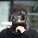 3pcs/set Women Men Winter Hat and Glove Sets Warm Knit Hat Snow Ski Skull Cap with Visor and Touch Screen Mittens Texting Gloves Set