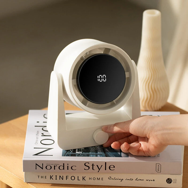 100 Speed Digital Display Electric Fan High Power Wind Desktop Up and Down Adjustable Fan Punch-Free Wall-Mounted USB Household Small Air Circulation Fan Adjustable Angle