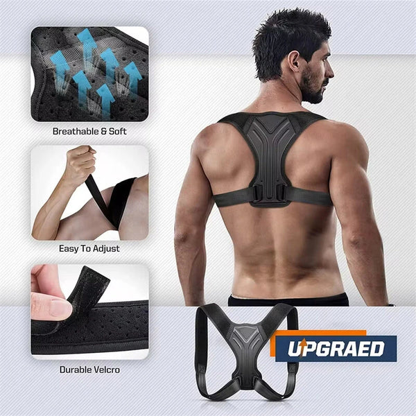 KALOAD Adjustable Back Shoulder Posture Corrector Belt Clavicle Spine Support for Home Office Sport Upper Back Neck Brace