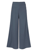 ZANZEA Plus Size Women Pants Solid Color Side Button Elastic Waist Loose Casual Wide Leg Pants With No Pocket