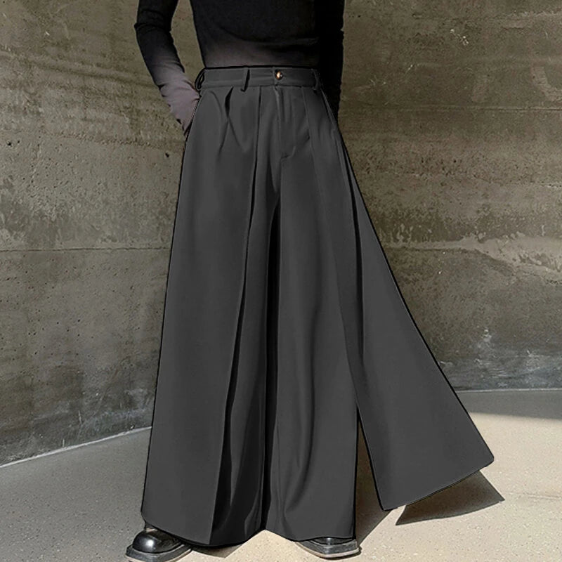 INCERUN Men Wide Legs Skirt Pants, False Two-piece Design Loose Fit Long Trousers for All Season Large Size S-5XL