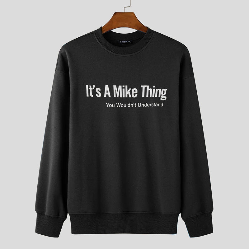 INCERUN Mens Letter Print Long-Sleeve Pullover Fashion Daily Casual Classic Basics Crew Neck Pullover Hoodies for Men Large Size S-5XL