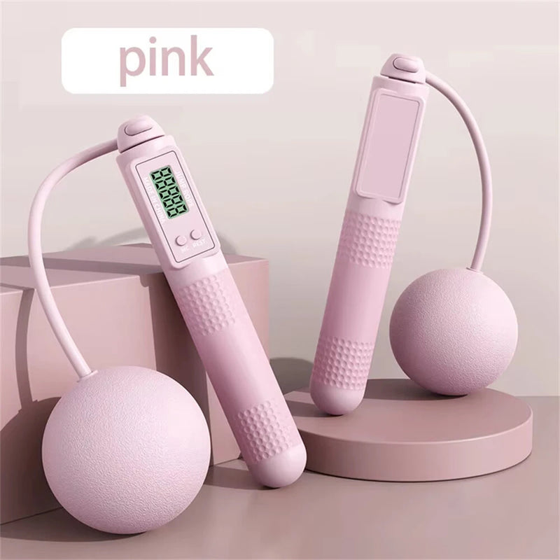 KALOAD Smart Screen Counting Cordless Skipping Rope 60mm Weighted Ball Anti-Skid Handle Silicone Speed Rope Portable Lightweight Unisex Weight for Indoor Outdoor