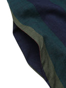 Women Vintage Striped Artsy O-Neck Short Sleeve Green Mid-Calf Length Dress