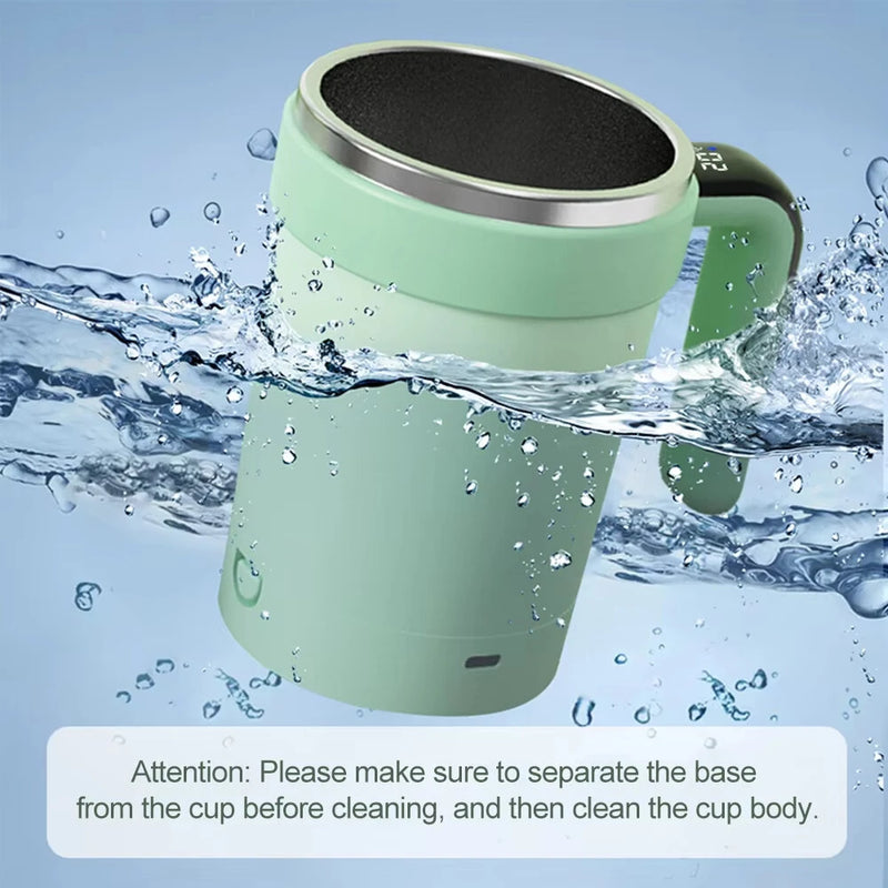 IPRee 380ML Detachable Automatic Magnetic Stirring Mug with Straw & Lid Stainless Steel Waterproof USB Electric Mixing Coffee Mug