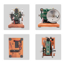 OKMO 1/8 Scale 3.6cc Mini Vintage Single Cylinder 4-Stroke Working Gasoline Engine Model  with Wooden Base Version Ready to Run 1140