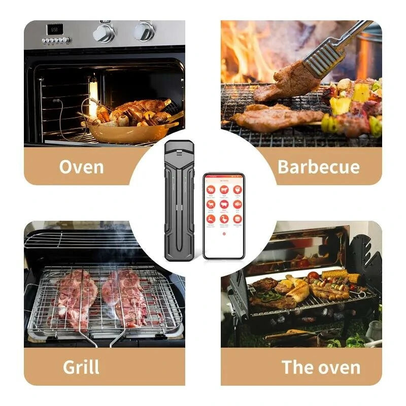 AGSIVO bluetooth Wireless Food Meat Thermometer 300ft Long Range Digital Thermometer Smart Alert for Grilling For BBQ Oven Kitchen Cooking