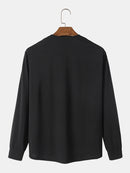 ChArmkpR Mens Cat Graphic Crew Neck Curved Hem Long Sleeve T-Shirts