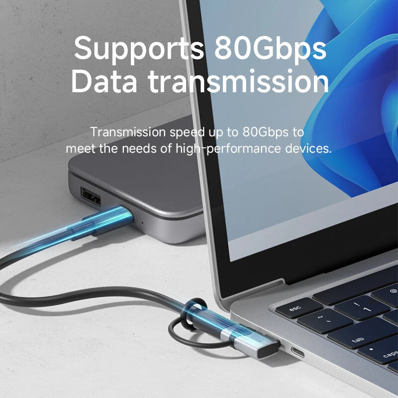 Hagibis 240W USB-C to C Adapter with Lanyard 80Gbps 90 Degree Converter 8K Video USB4 Adapter for MacBook iPhone 16 Pro Tablet