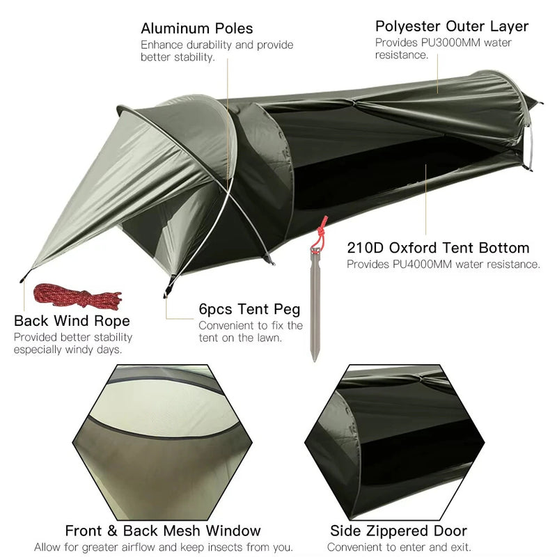 IPRee Ultralight Waterproof Camping Tent, Tat Single Tent, 210D Oxford Tent, Astronomical, Outdoor Backpacking, Hiking, Fishing