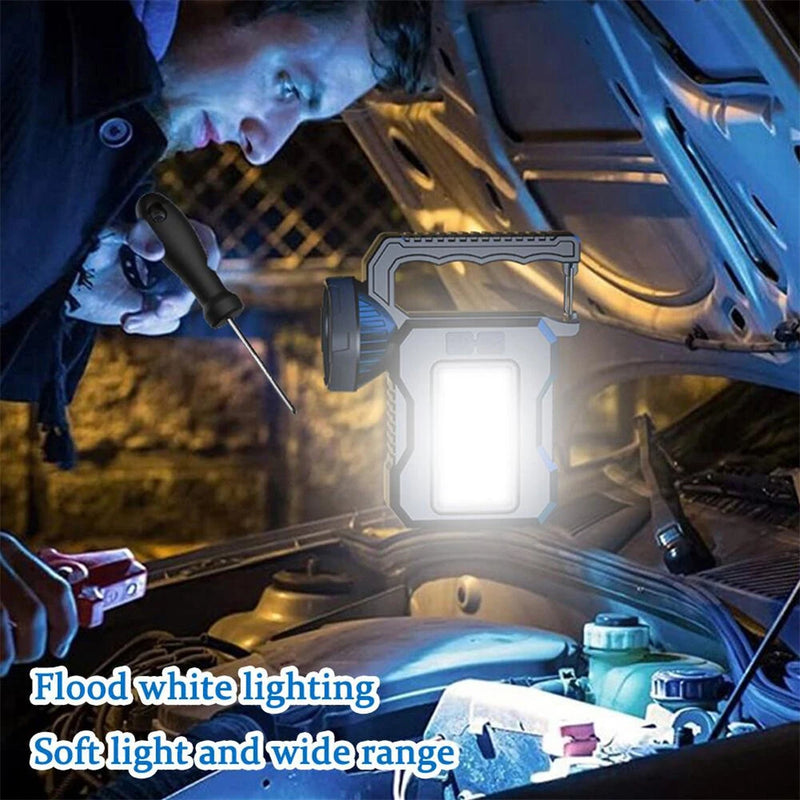 IPRee Solar Light LED Handheld Flashlights Type-C Rechargeable Portable Torch with 4 Modes COB Emergency Red and Blue Searchlight