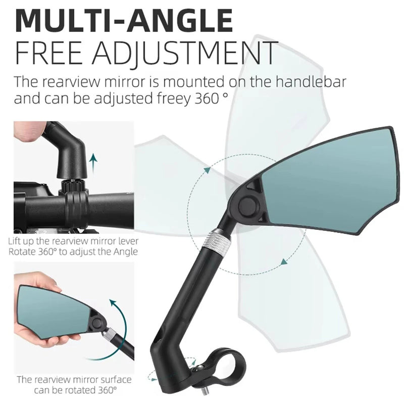 WEST BIKING HD Anti-Glare Bike Rearview Mirror 360 Rotation Adjustable Retractable Reflector for 20-23mm Bicycle Electric Scooter Handlebars