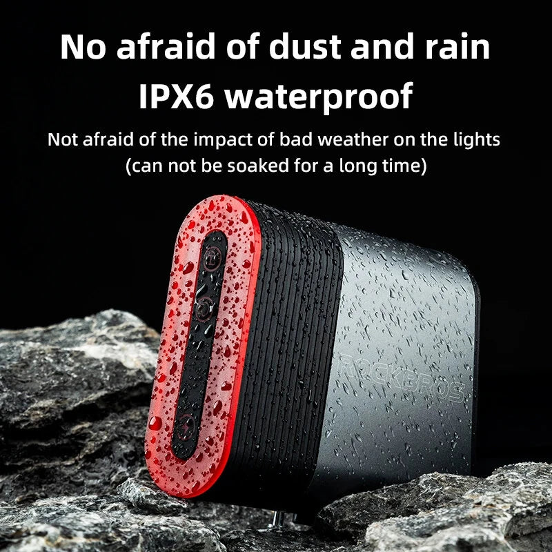 ROCKBROS Bicycle Bluetooth Smart Lock Taillight Dual Function IPX6 Waterproof 5 Lighting Modes Type-C Rear Light Lock for MTB Bike