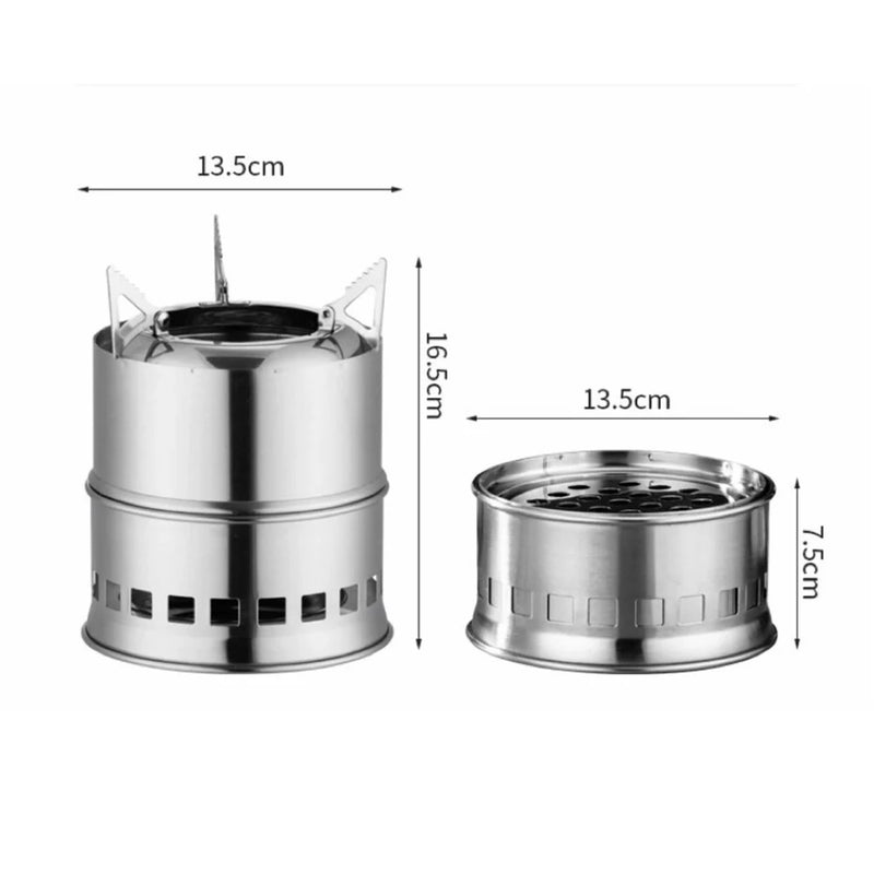 IPRee Outdoor Firewood Stove Portable Folding Wood Stove Stainless Steel Wood-burning Stove Camping Picnic BBQ Windproof Furnace