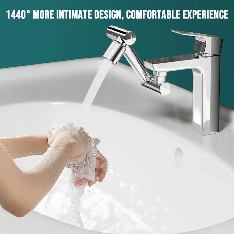 1440 Rotatable Scalable Metal Faucet Aerator Bathroom Tap Splash-proof Bubbler Faucet Filter Nozzle Tap Saving Water Extender