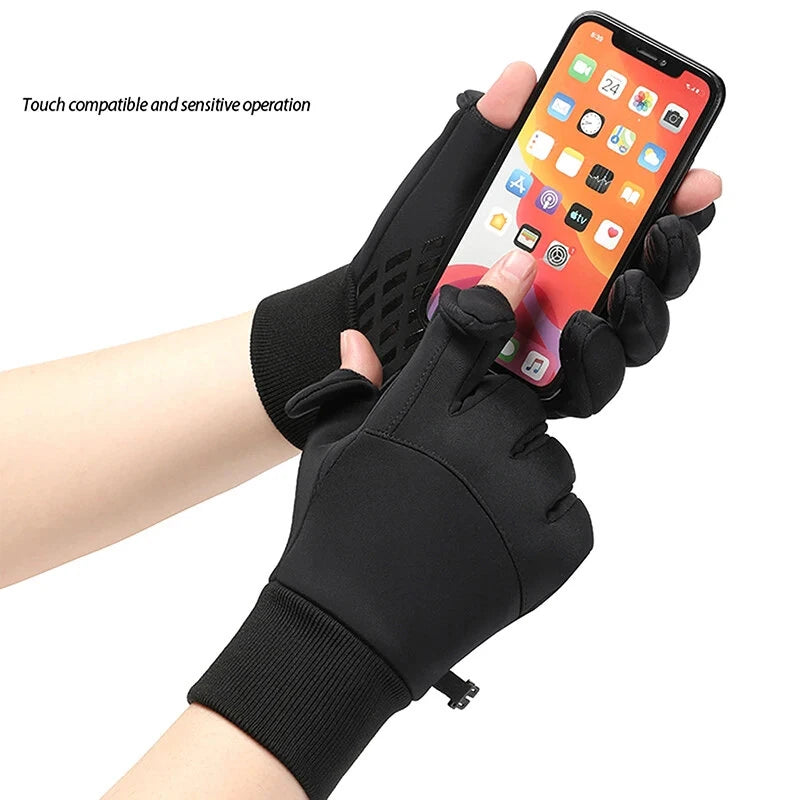 XANES Winter Warm Bike Gloves Touch Screen Outdoor Windproof Waterproof Cold-proof Gloves for Driving Cycling Fishing Skiing