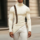 INCERUN Mens Button Patchwork Decorative Textured Long Sleeve Sweater Fashion Slim Fit High-collar Sweater for Male S 5XL