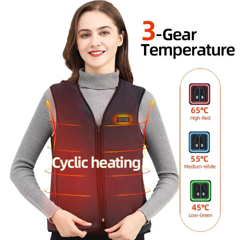 TENGOO HS-05 V-neck Slimming 5 Areas Smart Heating Vest 3 Gear Temperature USB Charging Winter Warmth Cold-proof Waistcoat for Men Women Elderly People
