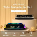 3 in 1 LED Symphony Night Lights Digital Clock Display 15W Wireless Charging Mobile Phone Holder Adjustable Brightness Bedroom Night Light