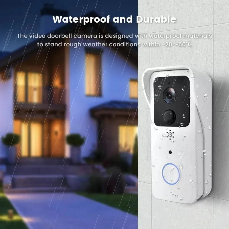 Guudgo 5G 2.4G WiFi Video Doorbell 1080P Tuya Outdoors Wireless Intercom Human Detection Waterproof Wireless Visual Door Bell Camera Smart Home Surveiilance Devices APP Alarm Push