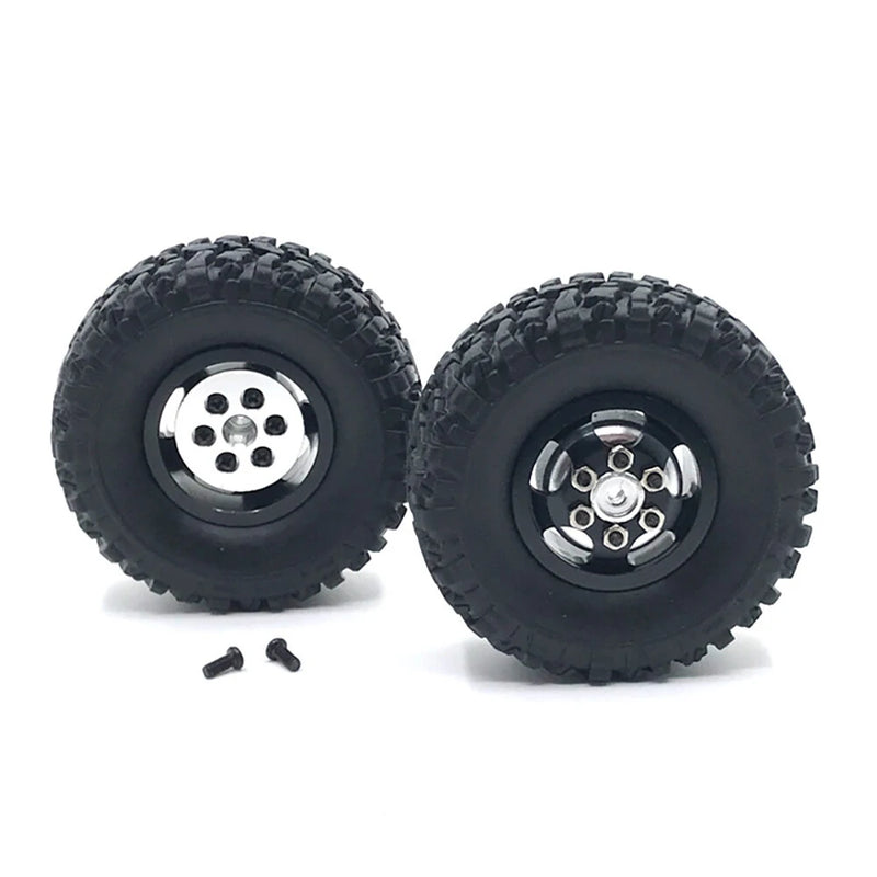 2PCS Upgraded Metal Rims Tires Wheels Double/Single for WPL 1/16 C14 C24 C34 B14 C24 B16 B36 RC Car Vehicles Models Parts