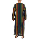 INCERUN Mens Striped Button Long Sleeve Long Shirt Cotton Linen Baggy Full Length Robe Casual Daily Retro Colorful Striped Robe for Men Plus Size, Spring Fall