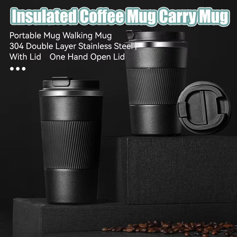 IPRee 510ml Double Stainless Steel Coffee Thermos Mug with Non-Slip Case Car Vacuum Flask Travel Insulated Bottle Coffee Cup Mug Milk Cup