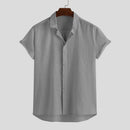 INCERUN Mens Summer Casual Cool Comfort Solid Color Lapel Shirts