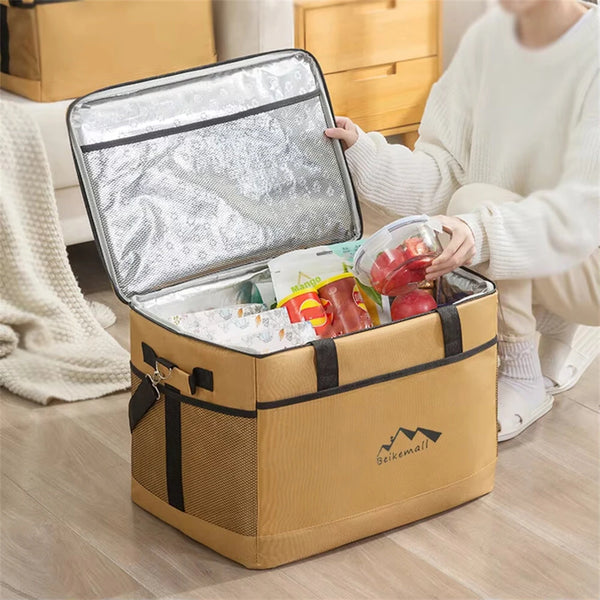 IPRee Outdoor Camping Large Capacity Picnic Aluminum Foil Insulated Box Handheld Cooler Fresh Box Crossbody Portable Picnic Lunch Bag